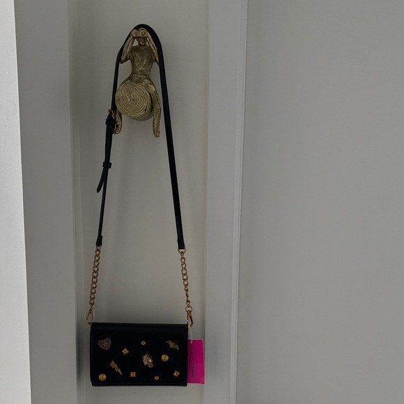Betsey Johnson Black Crossbody with Gold Accents - Picture 2 of 6